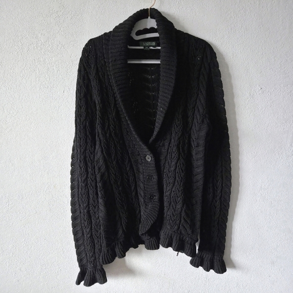 Lauren Ralph Lauren Sweaters - Lauren Ralph Lauren Black Cable Knit Cardigan
